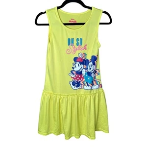 Disney Girls Dress L 10-12 Minnie Mickey Mouse Yellow Tank Pullover Casual - Picture 1 of 3