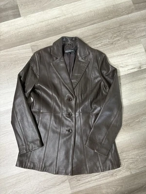 Prague Women’s Medium Brown Leather Blazer Jacket 100% Leather  - Image 1 of 4