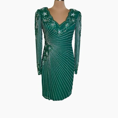 Vestido Forever Yours frisado verde grande noite coquetel comprimento do joelho festa bling - Imagem 1 de 4