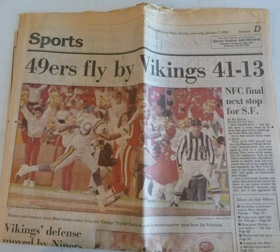 NOTICIAS SAN JOSE MERCURY 7 DE ENERO DE 1990 - JERRY ARROZ - JOE MONTANA - TRAVIS CURTIS Foto 1 de 3