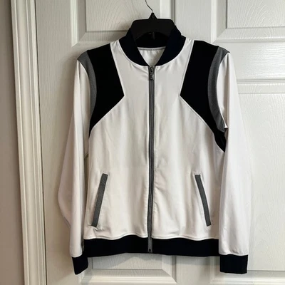 Chaqueta de calentamiento TAIL Golf Bloques de colores Cremallera Bolsillos Blanco Negro Gris Talla S  Foto 1 de 4