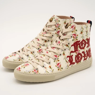 Talla 38eu 8us Gucci Blind For Love Estampado Floral Zapatillas Altas Lona Rojo Foto 1 de 4