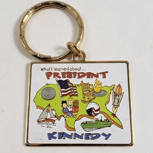 Vintage Keychain What I Learned About President Kennedy Brass Keyring - Picture 1 of 6