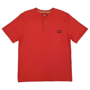 Wrangler Workwear Mens Red Short Sleeve Relaxed Fit Pocket Henley Tee - Picture 1 of 2