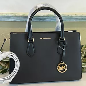 MICHAEL KORS SHEILA MEDIUM TRIPLE COMPARTMENT SATCHEL SHOULDER BAG MK BLACK GOLD - Picture 1 of 11