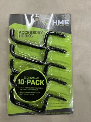 HME Products Treestand Bow Gear Accessory Hooks 10pk  Bulk HME-BGH-10 Gun Bow - Image 1 of 2