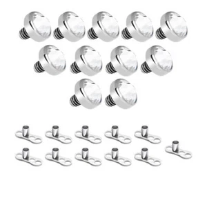 Dermal Anchor Piercing Jewelry Clear Press-Fit Gem - 11 Tops & 11 Bottoms - Picture 1 of 13