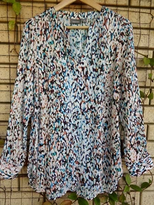 SUSSAN Womens Smudge Print V Neck Long Sleeve Blouse Generous Size 10 - Bild 1 von 5