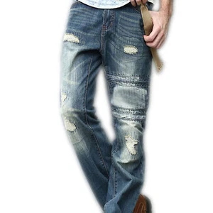 Herrenhose gerade Passform Distressed Denim gerissen stilvoll neu alle Größen - Bild 1 von 2