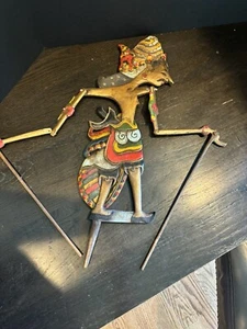 Indonesian Wood Painted Shadow Puppet Vintage - Picture 1 of 9