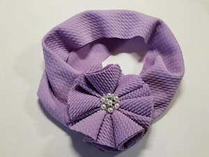 Cute!!!!! Purple Baby Girl Elastic Headband Hair Bow W/pearl rhinestone. - Picture 1 of 3