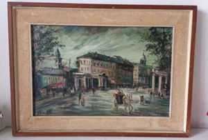 GEMÄLDE/ÖL AUF LEINWAND VON GIUSEPPE GIUSTI PARMA 1967-REGGIO EMILIA PIAZZA CASTELLO" - Bild 1 von 11