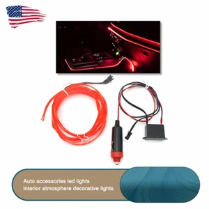 LED Car Interior Atmosphere Light Red EL Wire Neon String Strip Decal Lamp 2m - Picture 1 of 12