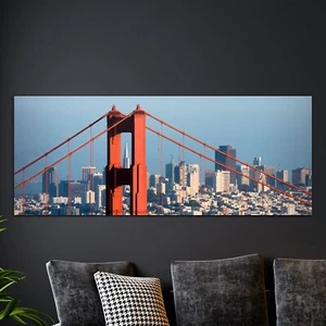 Glasbilder Wandbild Schlafzimmer Foto-Bild 125x50 Golden Tor Brücke - Bild 1 von 6