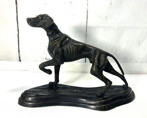 GORGEOUS VINTAGE BRONZE HUNTING/ BIRD DOG FIGURINE SCULPTURE POINTER RETRIEVER - Picture 1 of 9