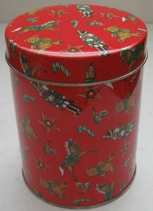 Weihnachten Blech Soldat Stechpalme Teddybär Zuckerstange rund rot Behälter AZ Imports - Bild 1 von 9