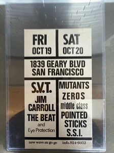 Raro poster concerto bastoncini a punta SVT The Beat Mutants Zeros Jim Carroll SSI - Foto 1 di 6
