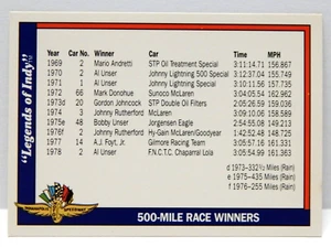 Indy 500 500-Mile Race Winners Legends Of Indy Trading Card #99 - Picture 1 of 2