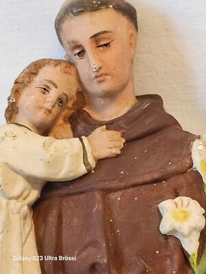 Antiker Heiliger Antonius v.Padua m.Kind Heiligenfigur Signiert 17/18 Jahrh.... - Bild 1 von 4