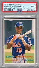 1990 SCD Baseball #1 DARRYL STRAWBERRY PSA 9 MINT tough! NY METS 1/3  7 HGR