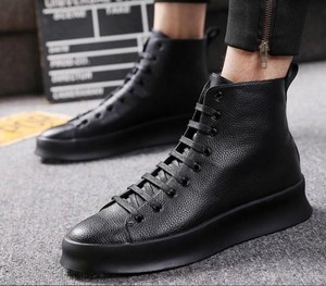 Mens High Top Sport Ankle Boots Lace Up Leather Sneakers Shoes Hip-Hop Trainers