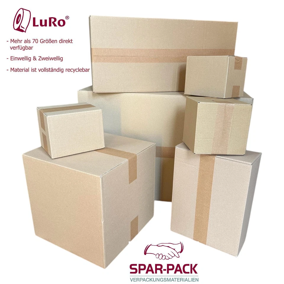 LURO Faltkartons Versandkartons - stabile Kartons - 2-wellig Menge & Größe wählbar