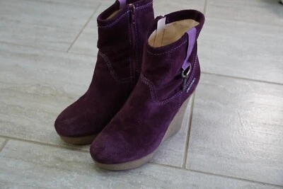 Diesel 紫色厚底短靴高楔形鞋跟梅高踝麂皮绒尺寸 EU 36 US 6 — 第 1/4 张图片