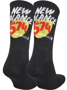 Calcetines New Balance 2 Pares Crew Negro Banner Logo Para Hombre Talla 7 a 8.5 LAS32562 Nuevos - Imagen 1 de 4
