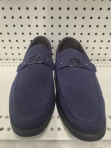 Handmade Suede Leather Dress Shoes Navy Blue Formal Casual Dress Shoes For Men - Picture 1 of 16