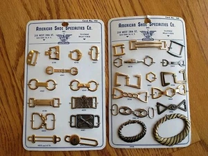 Lot/2 Vtg Salesman Sample American Shoe Specialties Buckle Card Great Condition - Picture 1 of 4