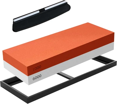 Pietra per Affilare,Grana 1000 E 6000,Double-Sided Affila Coltelli Con Base in S - Immagine 1 di 4