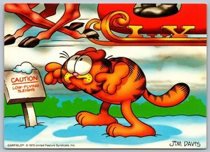 Postal Garfield El Gato Jim Davis 1978 Trineos Voladores Bajos Navidad 4x6 C42 - Imagen 1 de 2