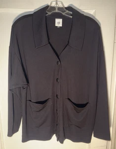 Cabi Elemental Topper Snap Front Patch Pocket Shirt Jacket Black Size M - Picture 1 of 13