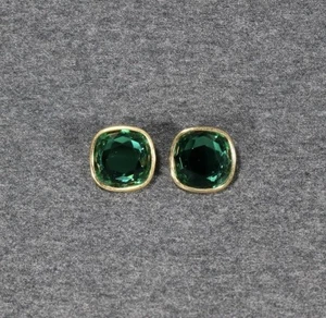 Vergoldete Ohrringe Swarovski Smaragd Grün Kristall - Bild 1 von 5