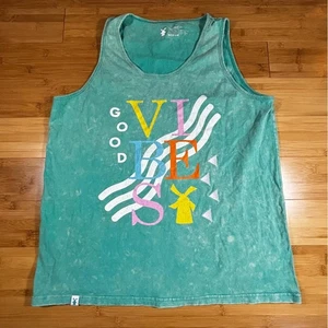 Camiseta sin mangas Dutch Bros Coffee Good Vibes verde azulado tie dye gráfico medio - Imagen 1 de 6
