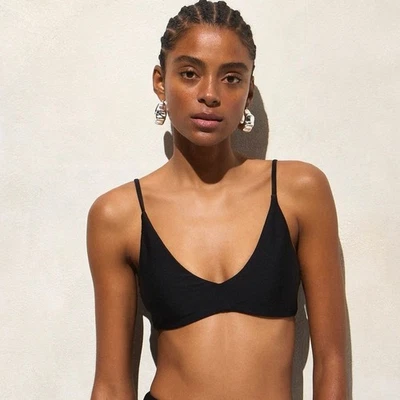 J Crew women’s Lana bikini top in Classic Sculpt black Size S NWT - Image 1 of 4