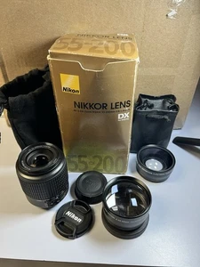 Nikon AF-S DX NIKKOR 55-200mm f/4-5.6G ED Zoom Lens & Box 58mm Tele/Wide Attach - Picture 1 of 14