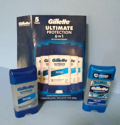 5 Pack Gillette Ultimate, Indurance, Cool Wave Deodorant Gel Mixed Job Lot - Image 1 of 2