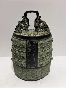 Vintage Chinese Bronze ware dragon beast Musical instrument Chime bells Statue - Afbeelding 1 van 8