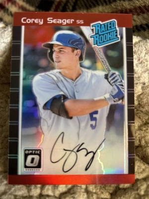 Corey Seager 2016 Panini Donruss Optic autógrafo 1/5 89-CS novato raro - Imagem 1 de 2