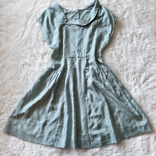 MIU MIU Abito Svasato Seta Donna 36 Italia Verde Elegante Moda GIAPPONE