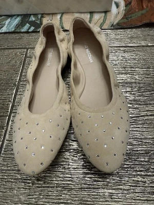 Zapatos planos de ballet Stuart Weitzman de gamuza adornados brillantes para mujer talla 7 nuevos con etiquetas Foto 1 de 4