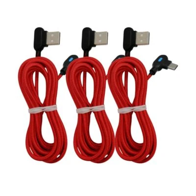 Paquete de 3 cables de sincronización de carga USB trenzados en ángulo recto de 90 grados Foto 1 de 4