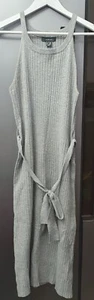 Primark Grey Bodycon Midi Jumper Dress Size L Sleeveless Ribbed Knitted Dress - Picture 1 of 18