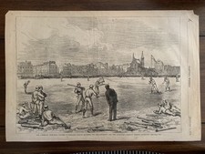 Harper’s Weekly 1874 Woodcut Baseball Red Stocking Athletics In England 