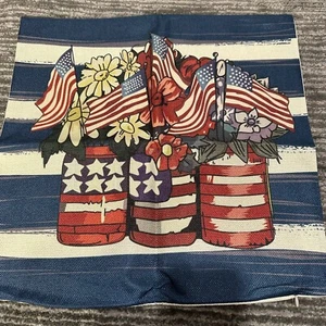 Throw Pillow Cover USA Flowers Decor Pillowcase 17x17in Patriotic Cottage Core - Picture 1 of 6