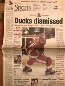 brendan shanahan Detroit Red Wings/Anaheim detroit news newspaper playoff sweep - Picture 1 of 2