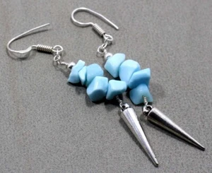 Exclusive Blue Chalcedony 925 Silver Plated Beaded Earrings 3.9" AU L077 - Picture 1 of 3