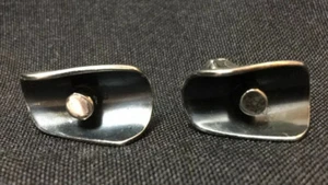 Silberton ovale Wellenmanschettenknöpfe Vintage Unisex - Bild 1 von 3