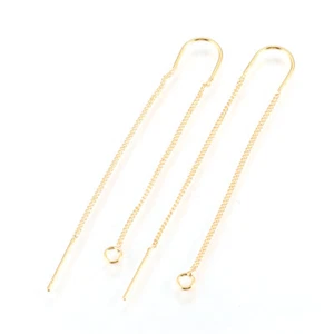 50pcs Gold Plated Brass Threader Earring Findings Pull Through Curved Hold 103mm - Picture 1 of 1